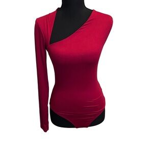 Fashion Nova Bold Red One-Shoulder Bodysuit Size S